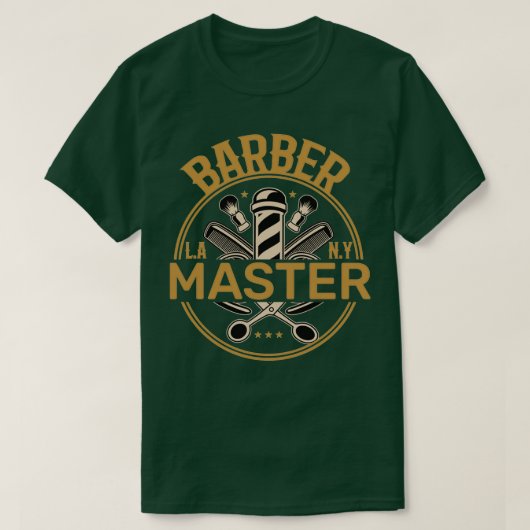 理容師マスターのシザーと櫛 Tシャツ (デザイン正面)