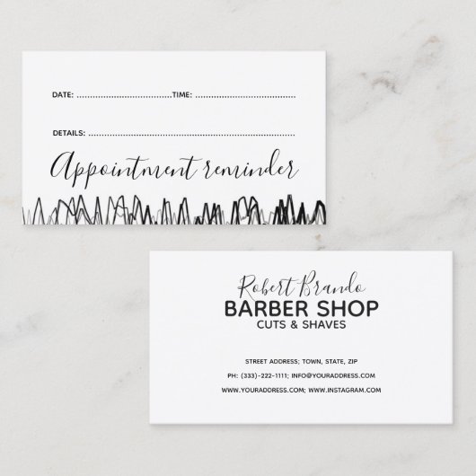 理容師マスターショップの次回の訪問確認カード 名刺 (正面/裏面)