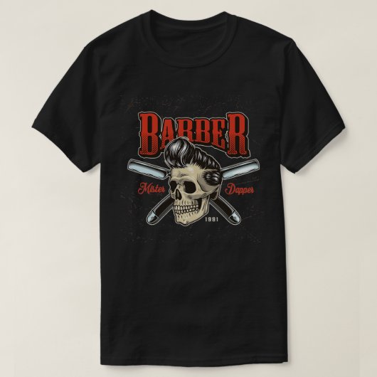 理容師ミスターダッパー滑稽 Tシャツ (デザイン正面)