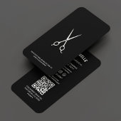 理容師ミニマルバーバーショップシザーブラック 名刺