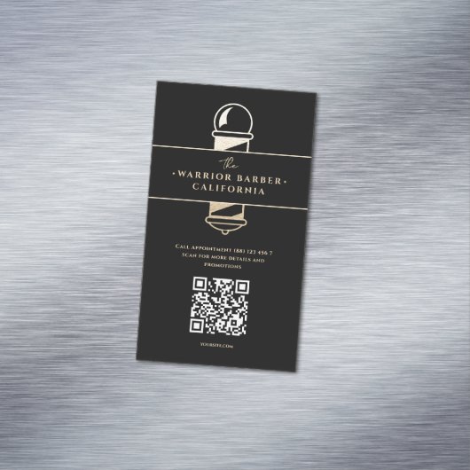 理容師モダンバーバーショップ理容師ズポールQR マグネット名刺 (インサイチュ)