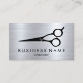 理容師モダンブラックはさみ美容師 名刺 (正面)