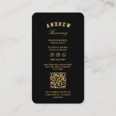 理容師モダンブラックはさみ金ゴールド理髪店 名刺 (裏面)