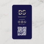 理容師モダンモノグラムバーバーショップミッドナイトブルー 名刺 (裏面)