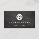 理容師モノグラムシザーズブラックバーショップ 名刺 (正面)