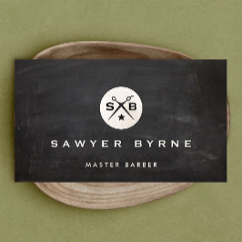 理容師モノグラムシザーズブラックバーショップ 名刺