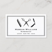 理容師ユニークバーバーショップヘアカットひげトリムシェービング 名刺 (正面)