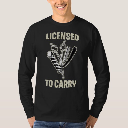 理容師ライセンス生存線ポールシザーズヘアクリッペ Tシャツ (正面)
