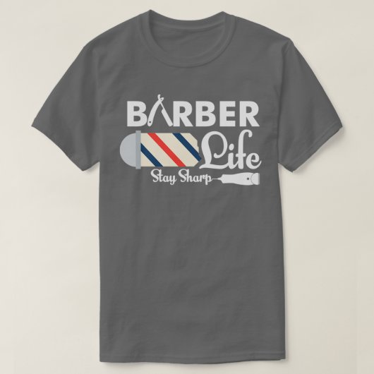 理容師ライフステイシャープおもしろい理容師ポールパン Tシャツ (デザイン正面)