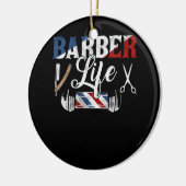 理容師ライフポールはさみ刃ヴィンテージショップヘア セラミックオーナメント (左)