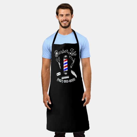 理容師ライフ理容師ポールTシャツBarbershops. エプロン (着用した状態)