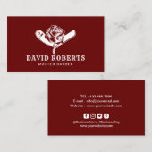 理容師レザー&バラバーショップ美容師レッド 名刺 (正面/裏面)