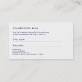 理容師レッド・ネイビー・ホワイト・ロゴストライプののモダン紹介 紹介カード (裏面)