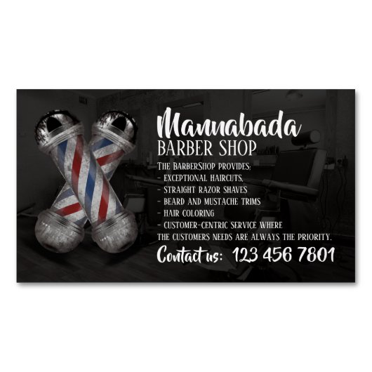 理容師ロゴ供給店のカスタム写真 マグネット名刺 (正面)