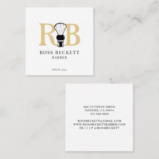 理容師ロゴ美容師名刺 スクエア名刺 (正面/裏面)