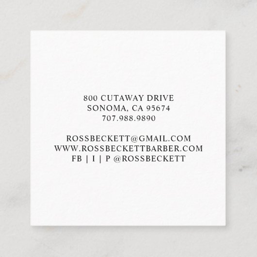 理容師ロゴ美容師名刺 スクエア名刺 (裏面)