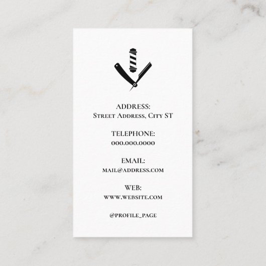 理容師ロゴ（白黒） 名刺 (裏面)