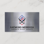 理容師ロゴ | QRコード |メタリック 名刺 (正面)