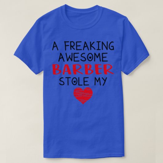 理容師ヴァレンティおもしろいン赤いハート Tシャツ (デザイン正面)