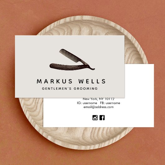 理容師ヴィンテージストレートレザーバーショップ 名刺