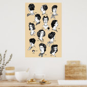 理容師ヴィンテージヘアスタイル1940年代レトロな女の子 ポスター (キッチン)