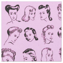 理容師ヴィンテージ81ヘアスタイル。1940年代ファッション。ピンク