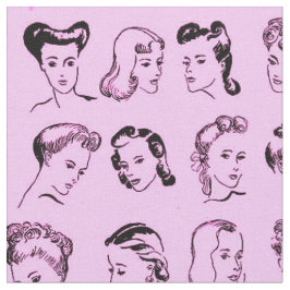 理容師ヴィンテージ81ヘアスタイル。1940年代ファッション。ピンク ファブリック