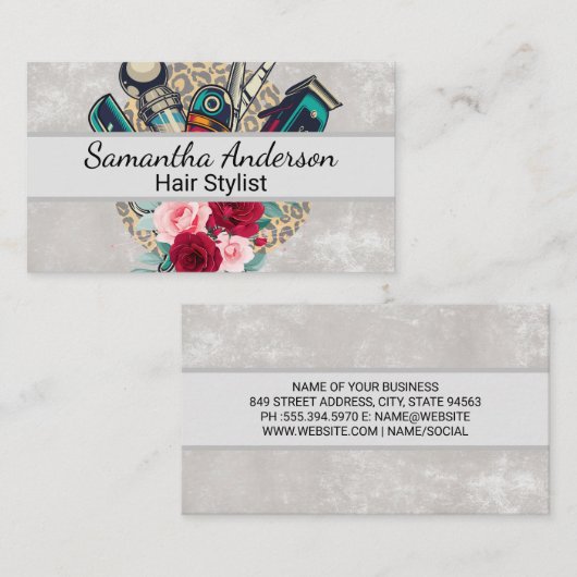 理容師切り鋏 | バラ 名刺 (正面/裏面)