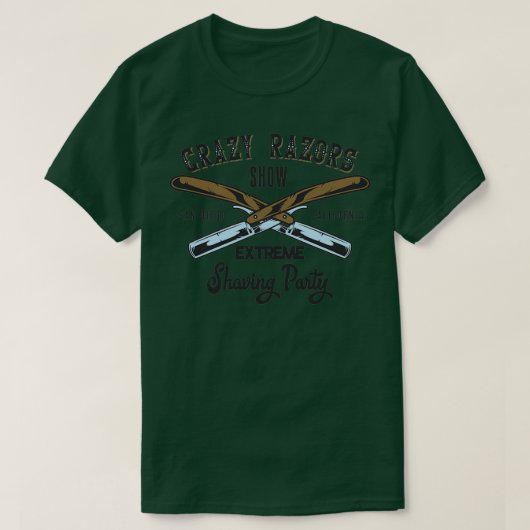理容師又は美容師のためのシェービングデザイン Tシャツ (デザイン正面)
