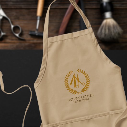 理容師名とロゴ理容師ショップエレガントヴィンテージ スタンダードエプロン