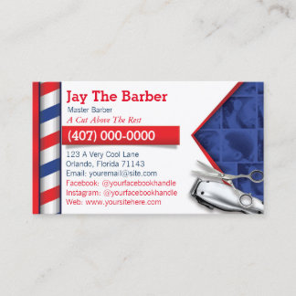 理容師名刺(Barbershop Pole - Clippers) 名刺