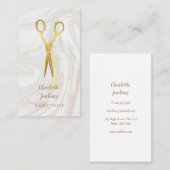 理容師大理石がはさみを回す金ゴールド 名刺 (正面/裏面)