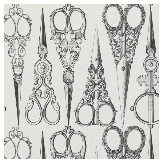 理容師布。ヴィンテージ鋏。白黒 ファブリック (クローズアップ)