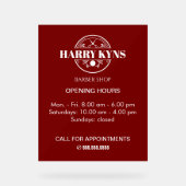 理容師店の開店時間カスタム アクリルサイン (正面)