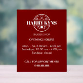 理容師店の開店時間カスタム アクリルサイン (ニュートラル)