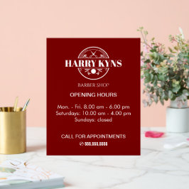 理容師店の開店時間カスタム アクリルサイン