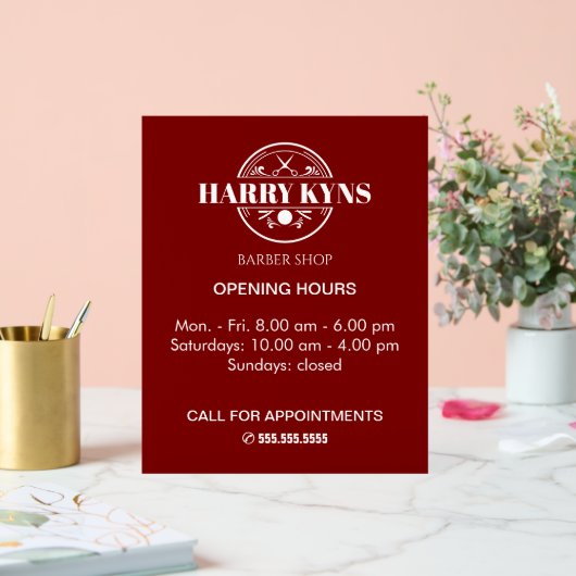 理容師店の開店時間カスタム アクリルサイン (ウェディング)