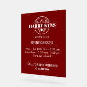 理容師店の開店時間カスタム アクリルサイン (傾斜)