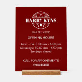 理容師店の開店時間カスタム アクリルサイン (正面)