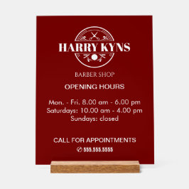 理容師店の開店時間カスタム アクリルサイン