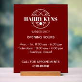 理容師店の開店時間カスタム アクリルサイン (ニュートラル)