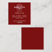 理容師店の開店時間カスタム スクエア名刺 (正面/裏面)