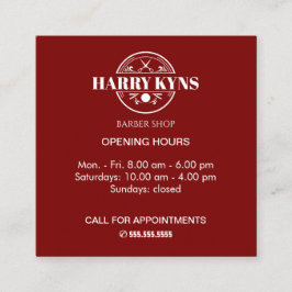 理容師店の開店時間カスタム スクエア名刺