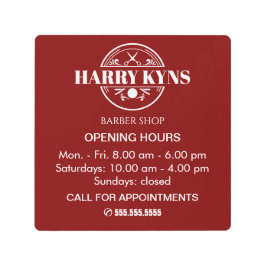 理容師店の開店時間カスタム メタルプリント