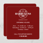 理容師店の開店時間カスタム 招待状 (正面/裏面)