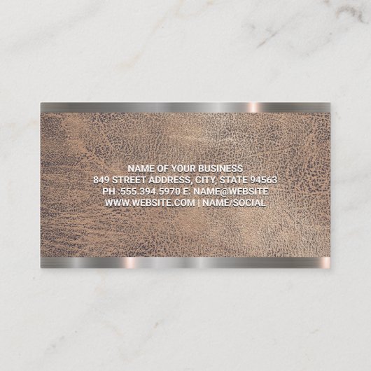 理容師店 | はさみ | レザーメタルトリム 名刺 (裏面)