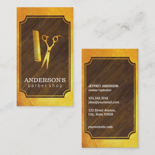 理容師店 |ゴールデンII 名刺 (正面/裏面)