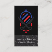 理容師店 | ブラックマーブル理容師ポール 名刺 (正面)