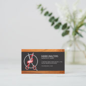 理容師店 |理容師極 |木材 理容師はさみ 名刺 (スタンド正面)