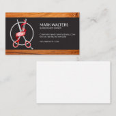 理容師店 |理容師極 |木材 理容師はさみ 名刺 (正面/裏面)